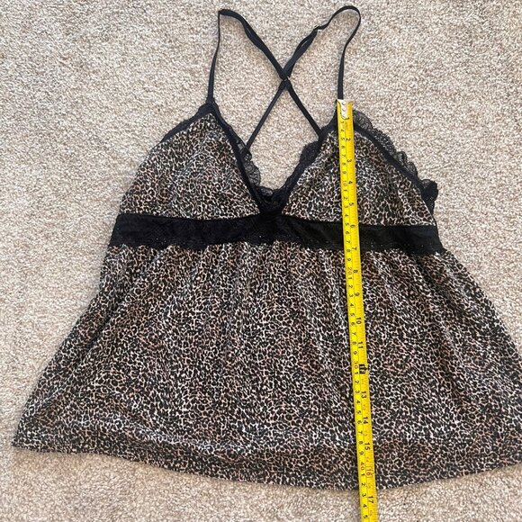 Vintage Victoria Secret Lingerie Cheetah Leopard Lace Babydoll Cami Top S/M - Picture 7 of 9